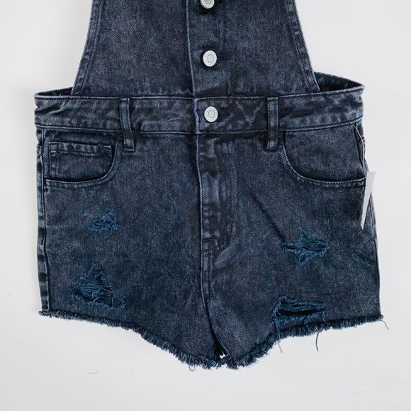 Pacsun Black Overall Shorts Shortalls 26 NWT