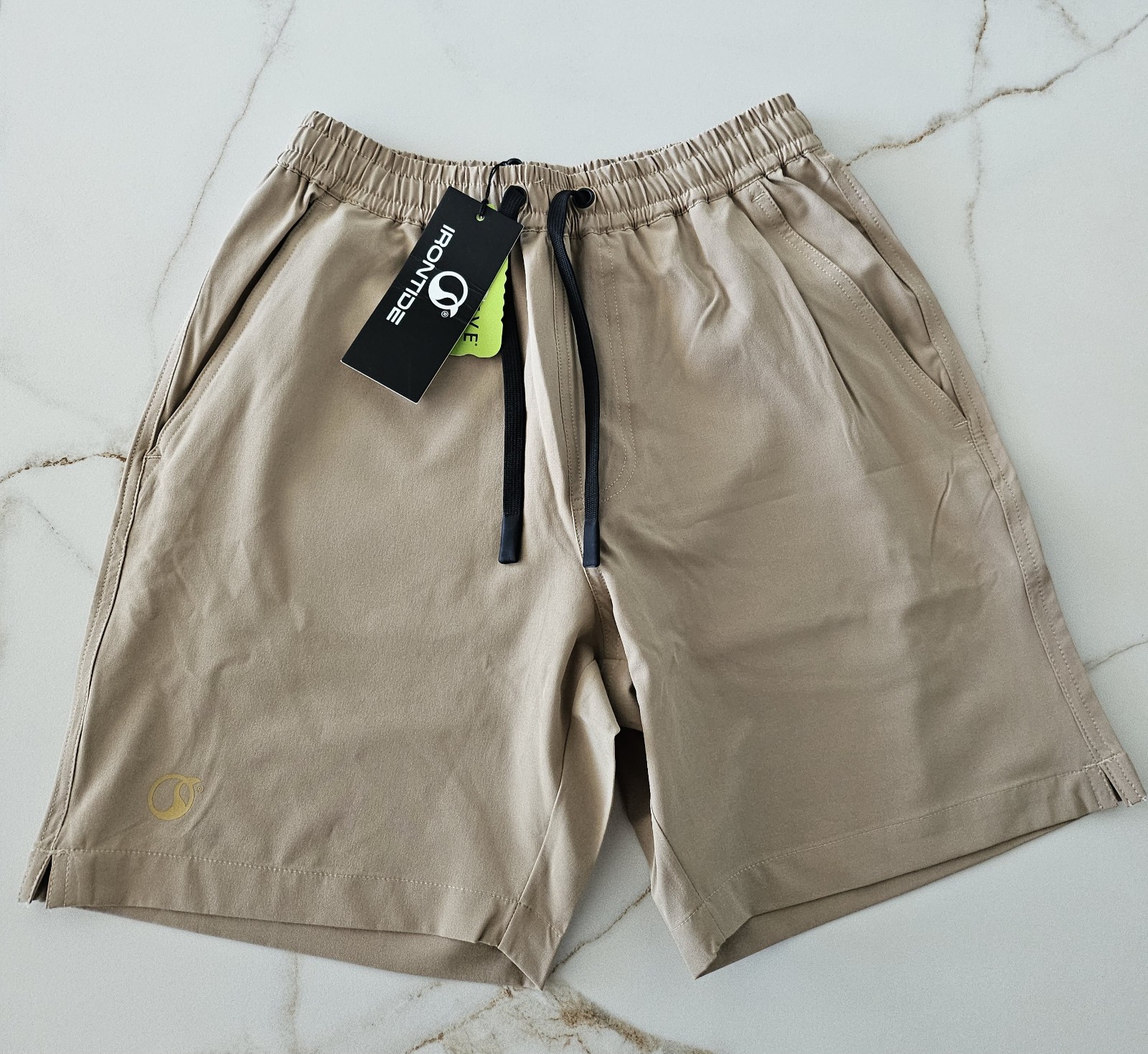 NWT Irontide Hybrid Shorts Men with a Waterproof Pocket Sandy Beige Sz XS