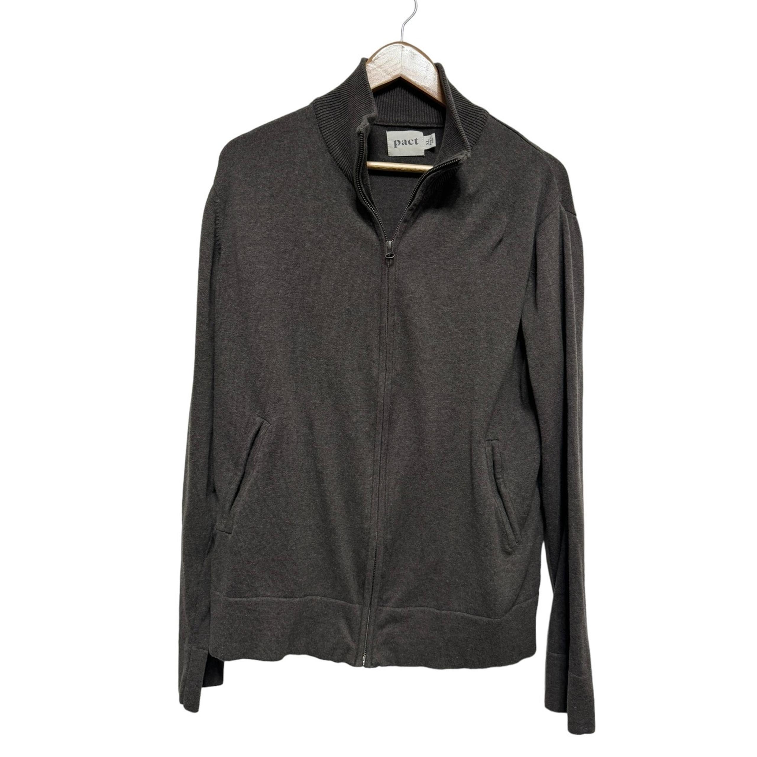 Pact Mens Zip Up Sweater Size XL Brown 100% Organic Cotton Comfort Pockets