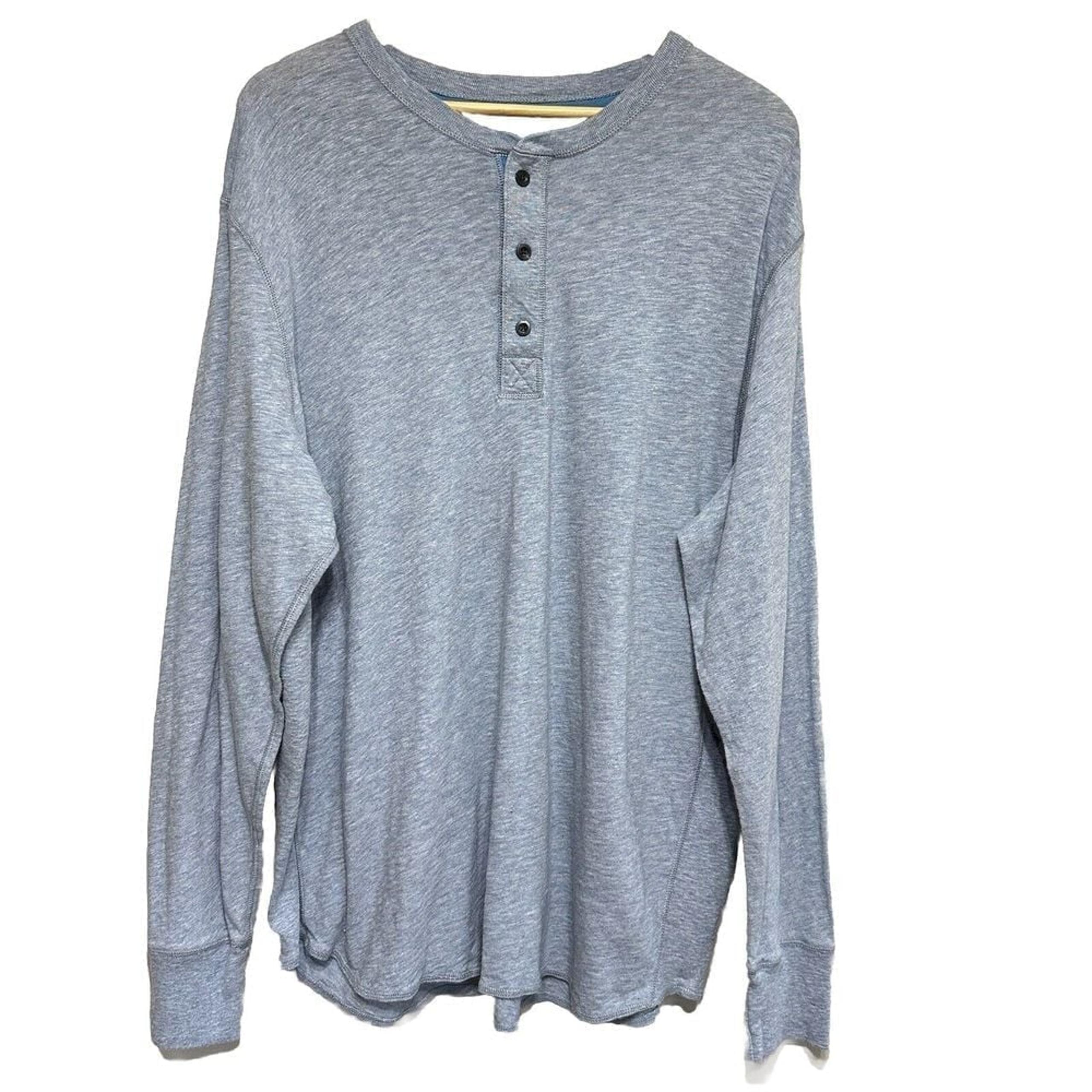 Gap Athletic Fit Henley Shirt Men's XXL Blue Long Sleeve Comfort Casual