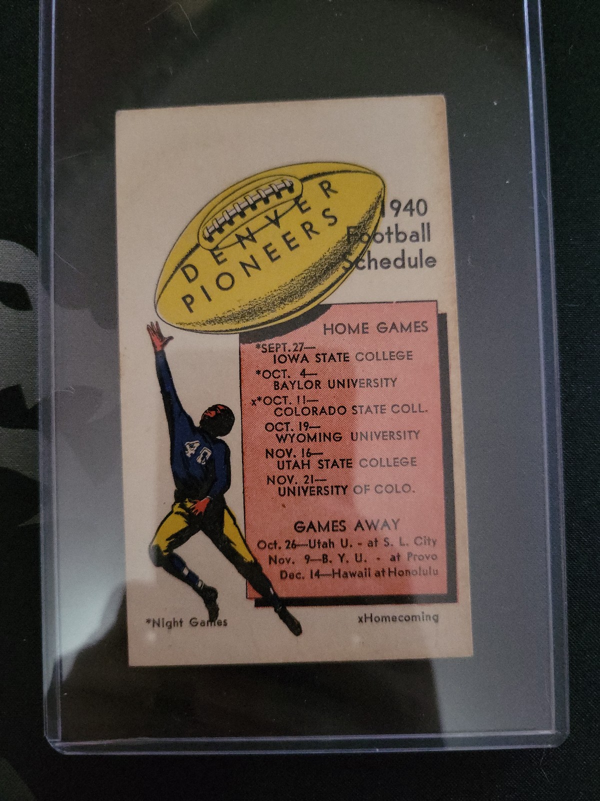 1940 Denver Pioneers Football Pocket Schedule
