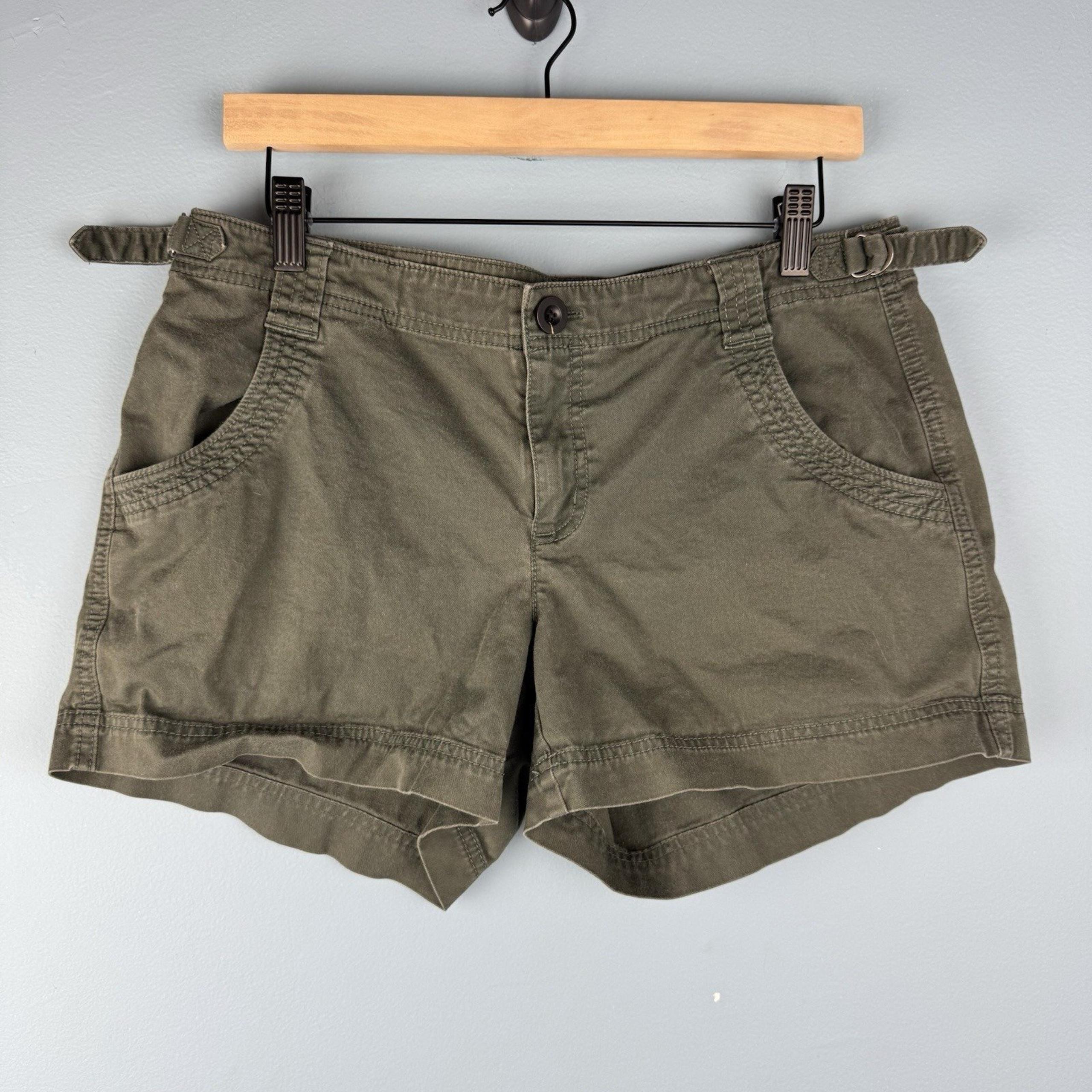 Athleta Womens Size 10 Jasper Green Twill Chino Tabbed Waist Khaki 4" Shorts