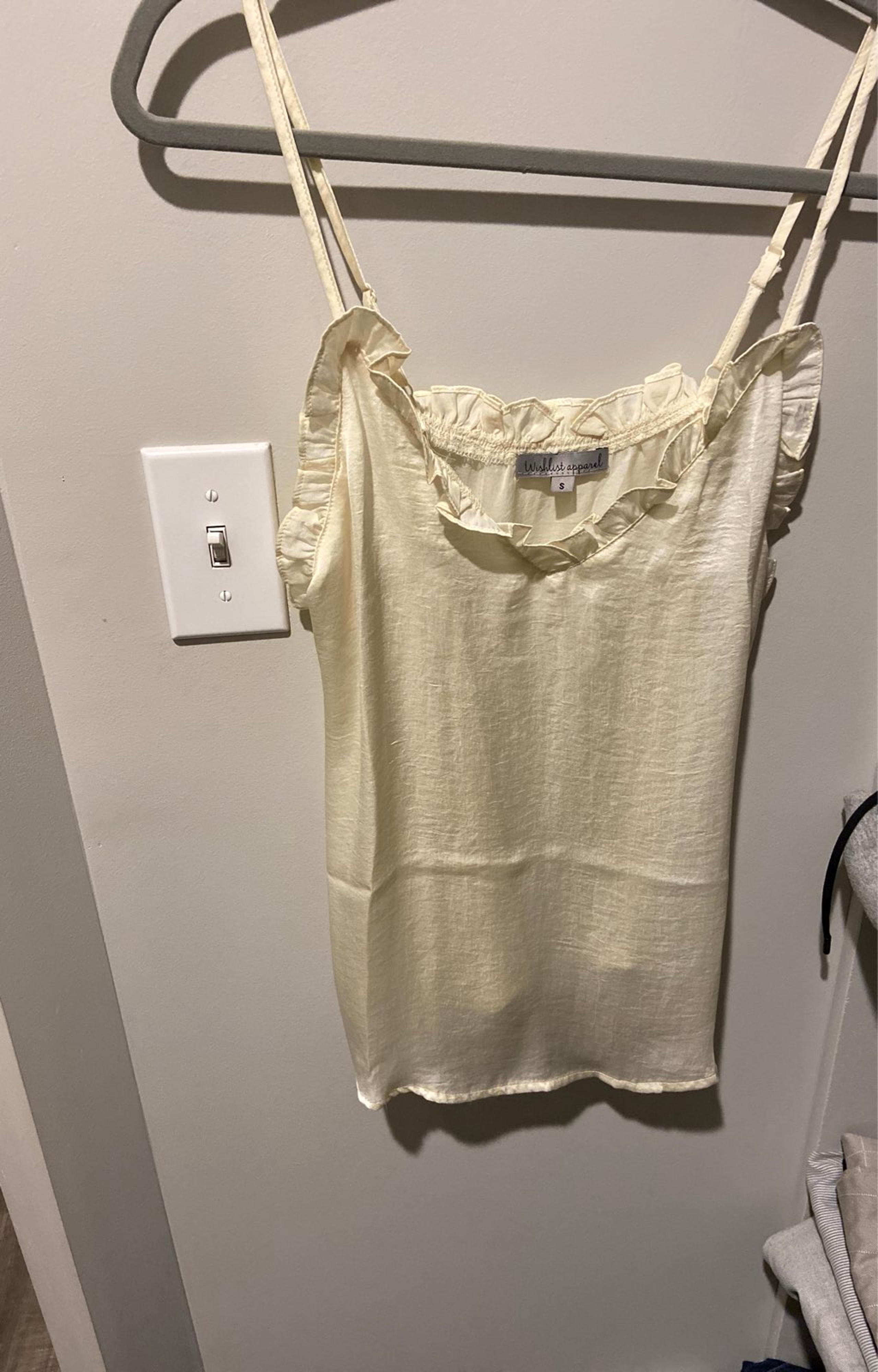 Cream Vici ruffle Tank Top