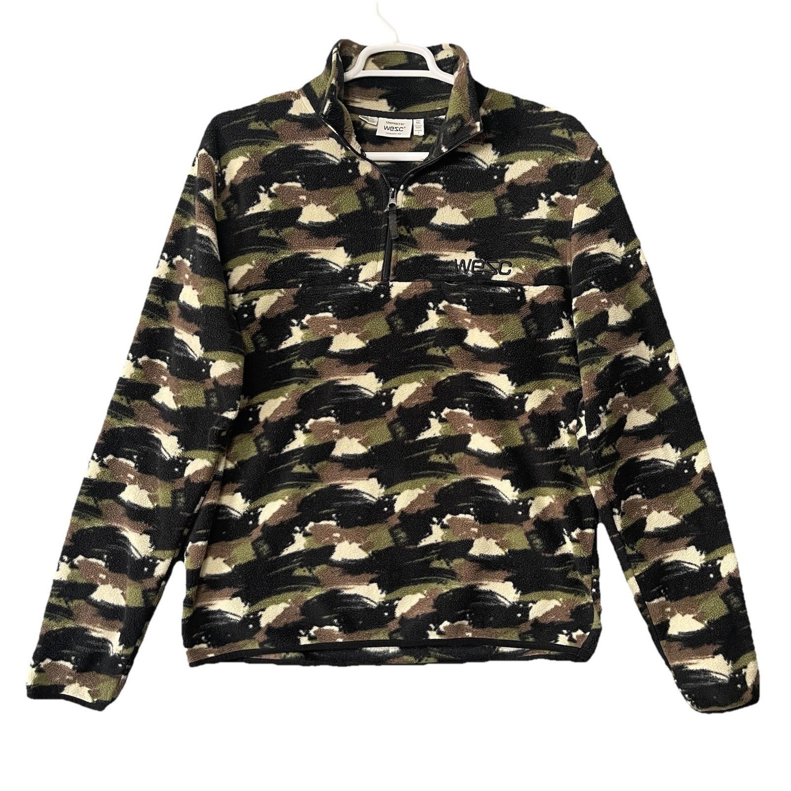 Conspiracy WESC Camo Fleece Pullover Sweatshirt 1/4 Zip Men's 2XL Women's 3XL