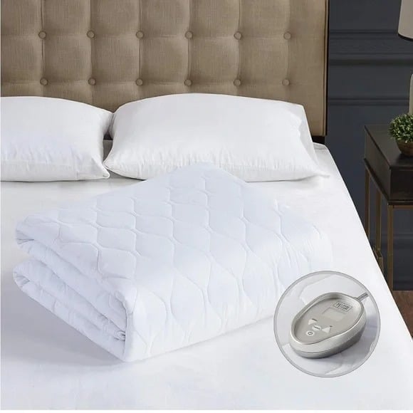 Hyde Lane Dual Control Heated Mattress Pad Full Cotton, Quilted Electric Bed