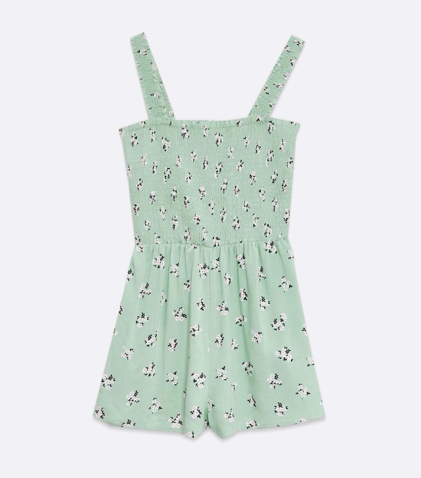 Cat & Jack Green Sleeveless Floral Romper girls 2T