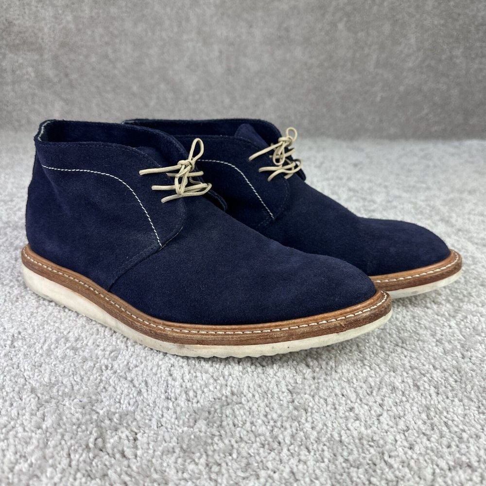 Noah Waxman Lenox Navy Three Eyelet Chukka in Suede Boots Men's Size 10.5