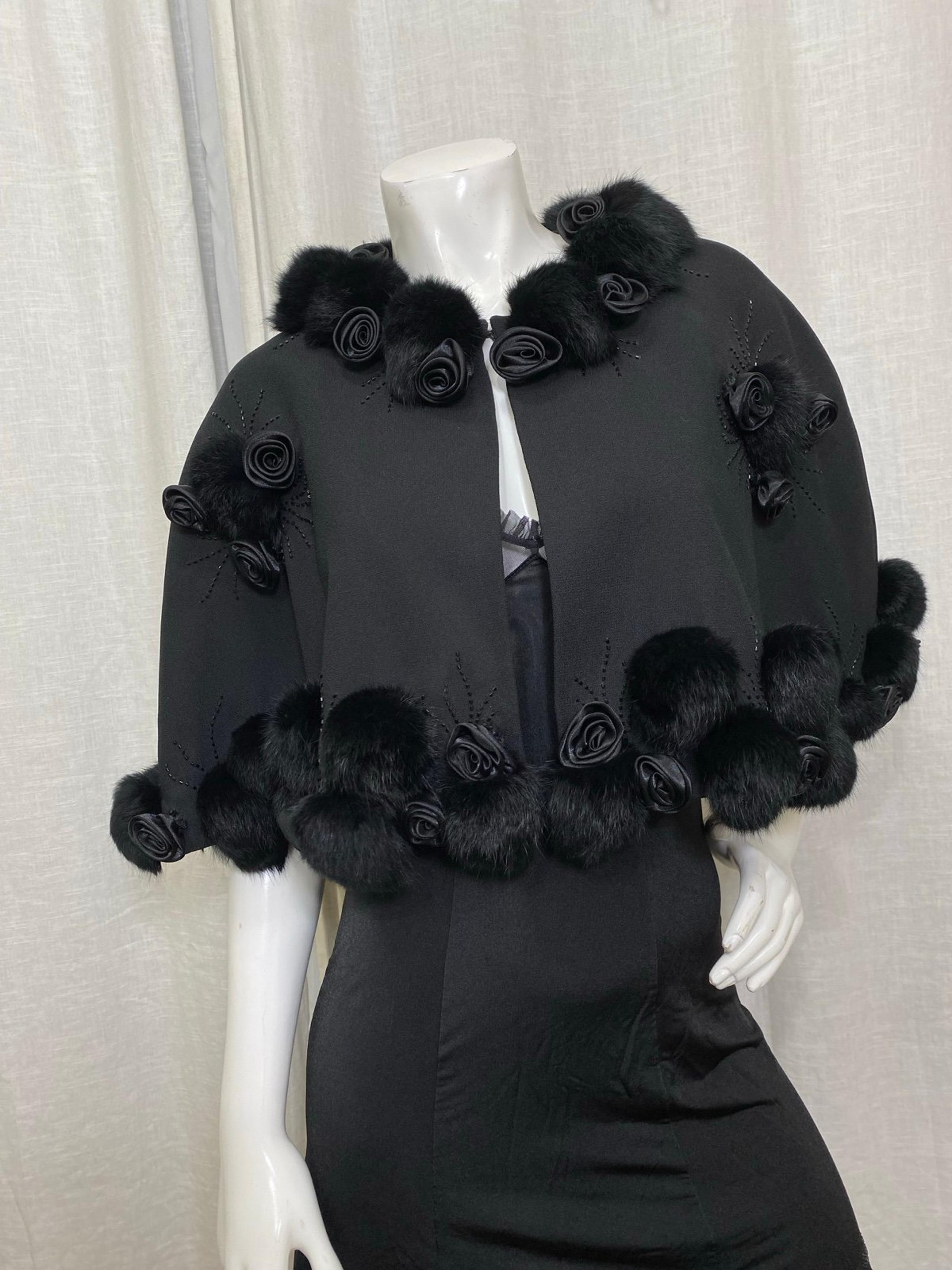 Vintage Ben Marc  international fur beaded cape/poncho size:14