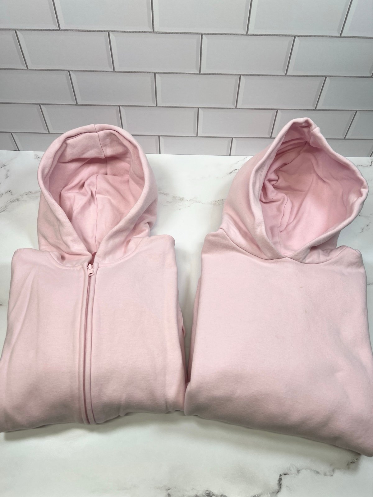 SKIMS Pink Cotton Fleece Oversized Pullover Hoodie + Full Zip Up Jacket Bundle