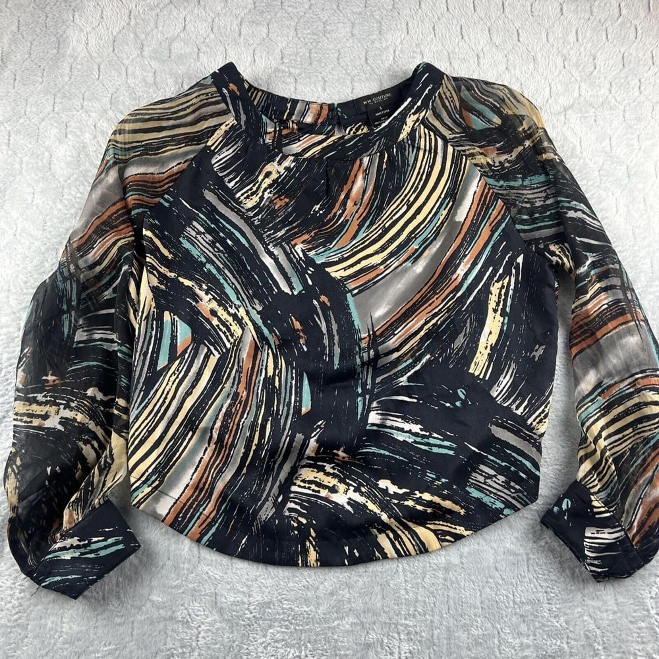 MM Couture By Miss Me Long Sleeve Polyester Blouse Open Back Women's Small