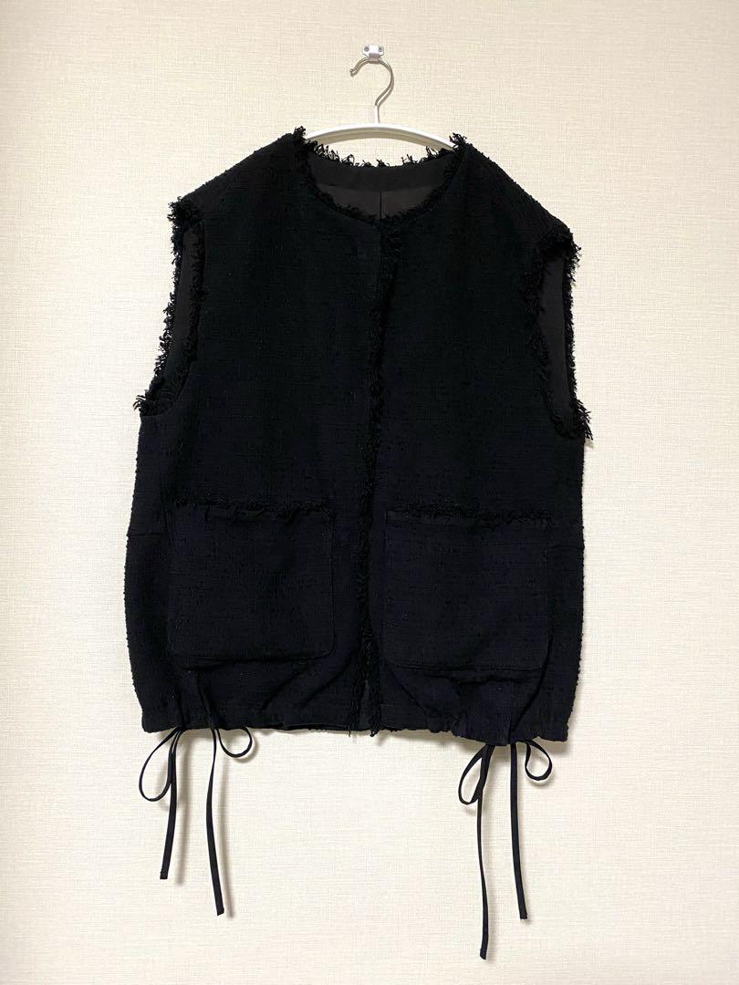 人気のクリスマスアイテムがいっぱい！ 2Ribbon Gypsohila Tweed Black Gillet トップス