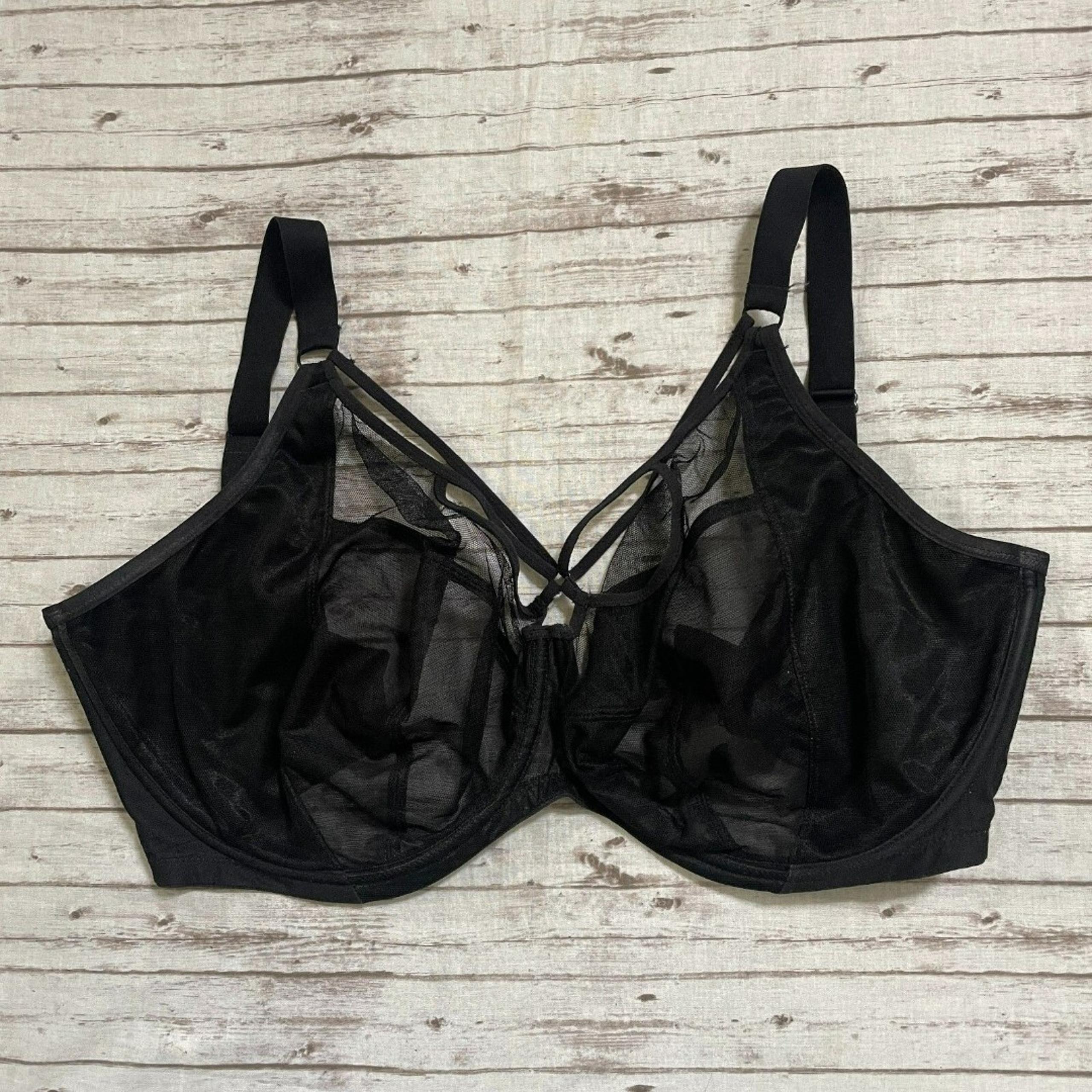 Elomi Womens Sachi Underwire Plunge Bra Stretch Black Underwire Size 34N EL4350