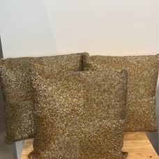 Lot of 3 Gold Beaded Pillows Pier 1 Imports 14”