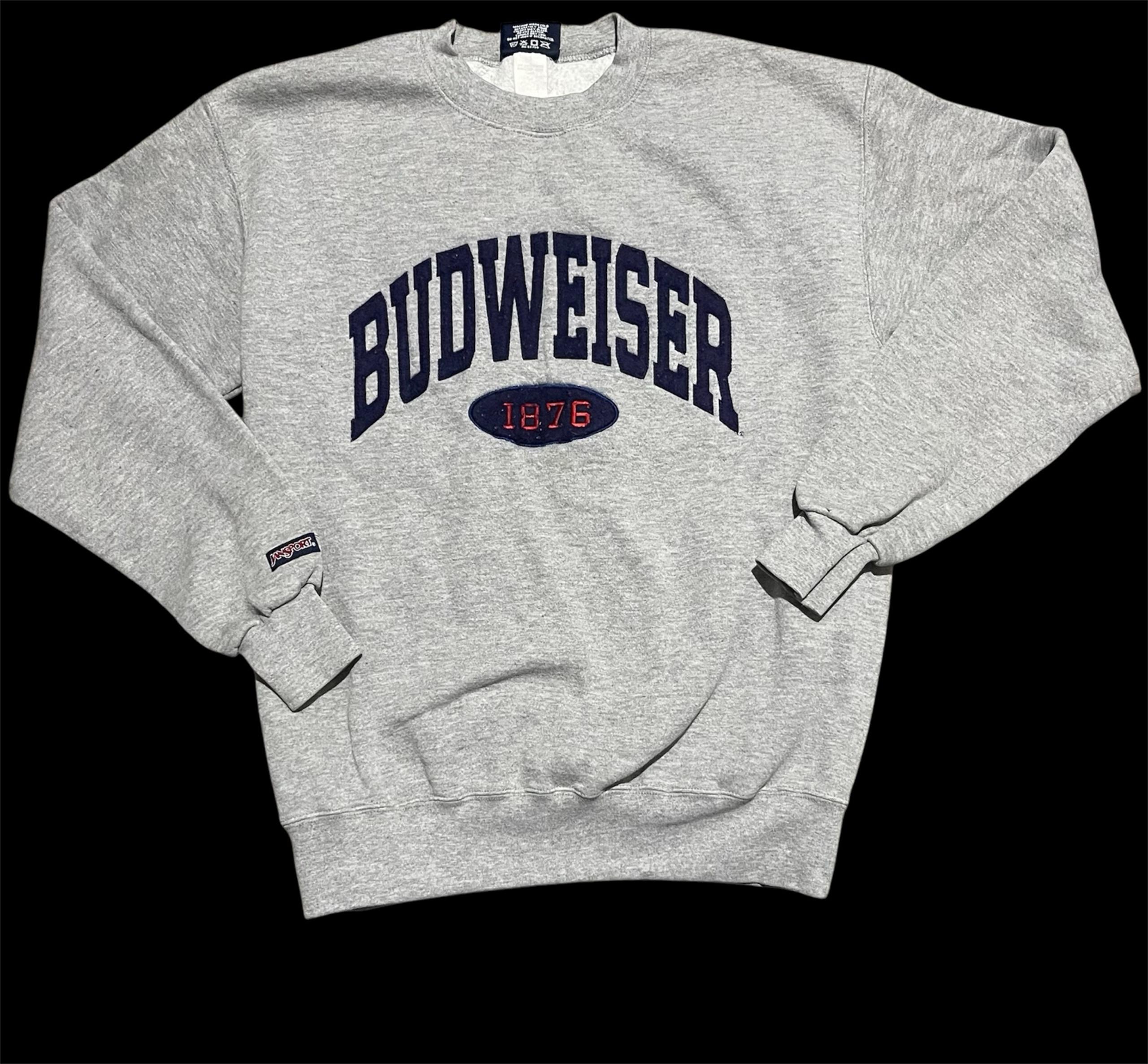 Vintage Budweiser  Sweatshirt Mens M Gray 90's Crewneck Pullover JanSport