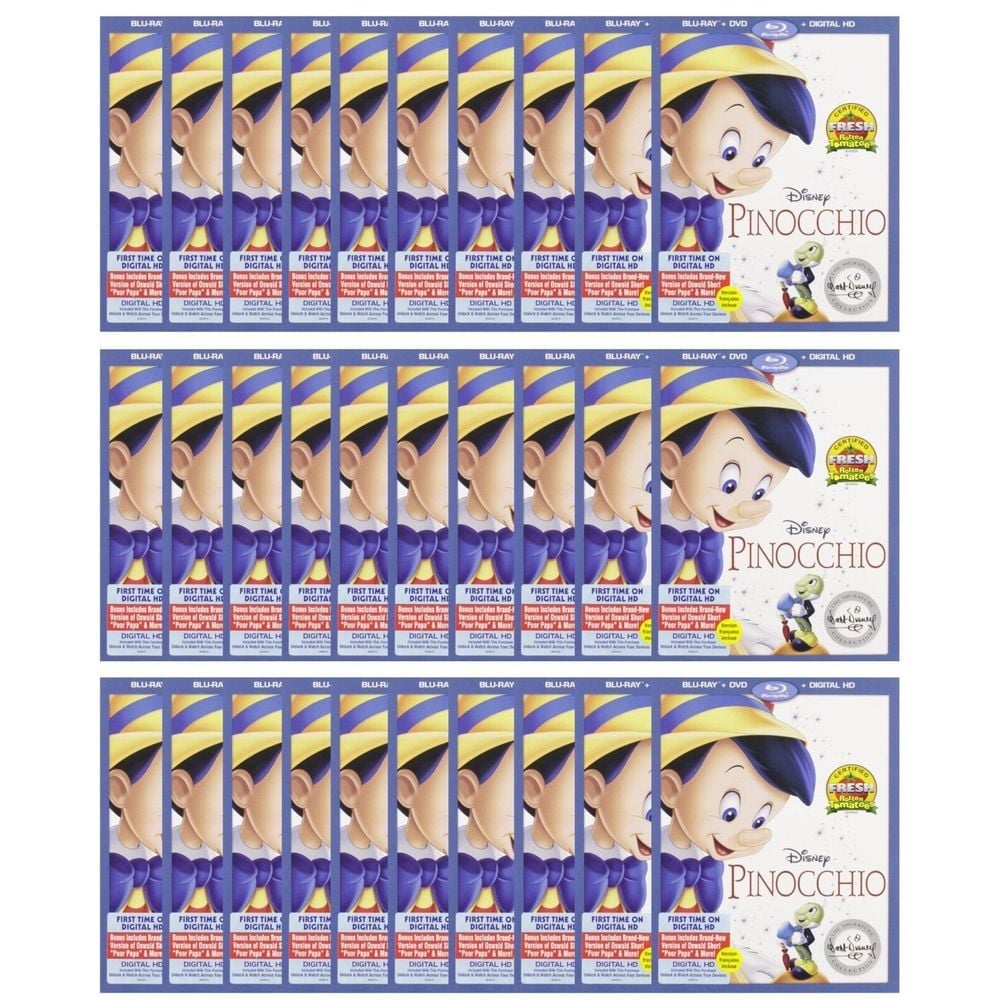 Pinocchio Blu_ray DVD Lot of 30
