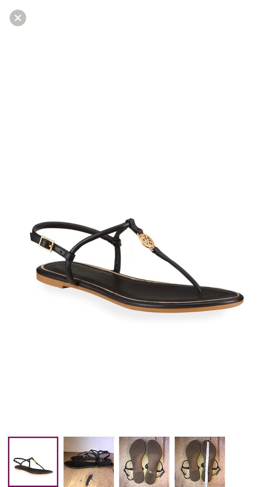 Tory Burch medalion black thong sandals size 10 price firm !!