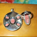 Red sponge coral silver ring and pendant set