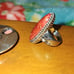 Red sponge coral silver ring and pendant set
