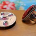 Red sponge coral silver ring and pendant set