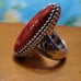 Red sponge coral silver ring and pendant set