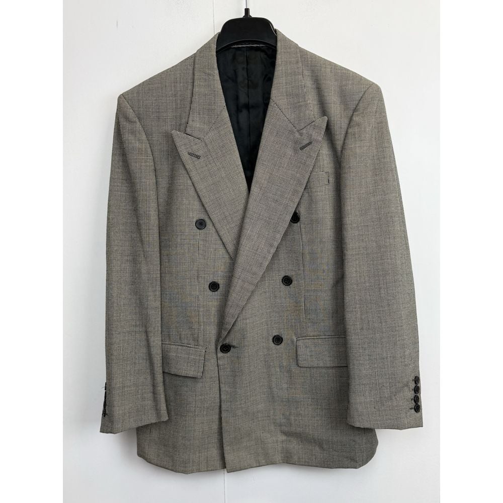 Zagato Sport Coat Mens 38R Double Breasted Wool Blazer Jacket Houndstooth