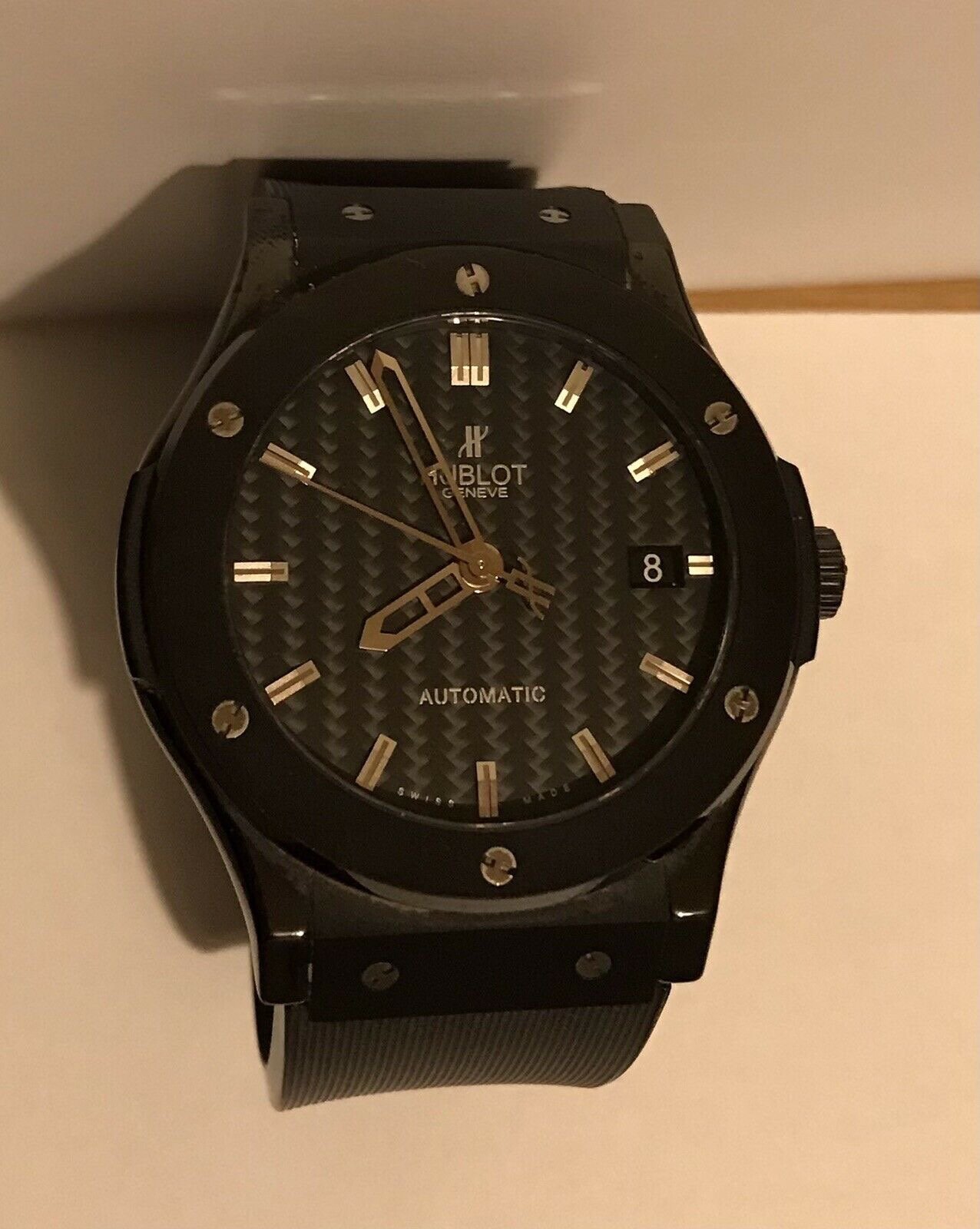 Authentic black dial automatic men's watch