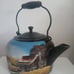 Folk Art Hand Painted Teapot Rustic Farm Scene