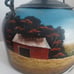 Folk Art Hand Painted Teapot Rustic Farm Scene