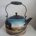 Folk Art Hand Painted Teapot Rustic Farm Scene