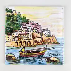 Amalfi Landscape Coast Italy Hand painted Ceramic Wall Tile Plaque