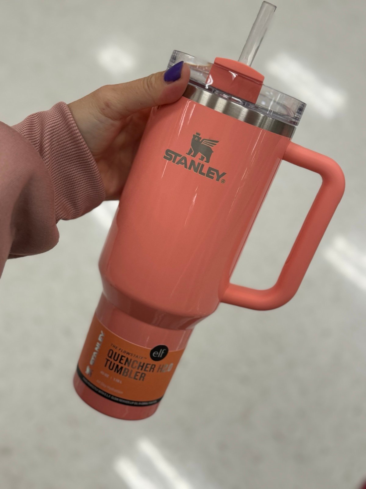 Stanley 40oz Stainless Steel H2.0 FlowState Quencher Tumbler e.l.f Coral fixatio