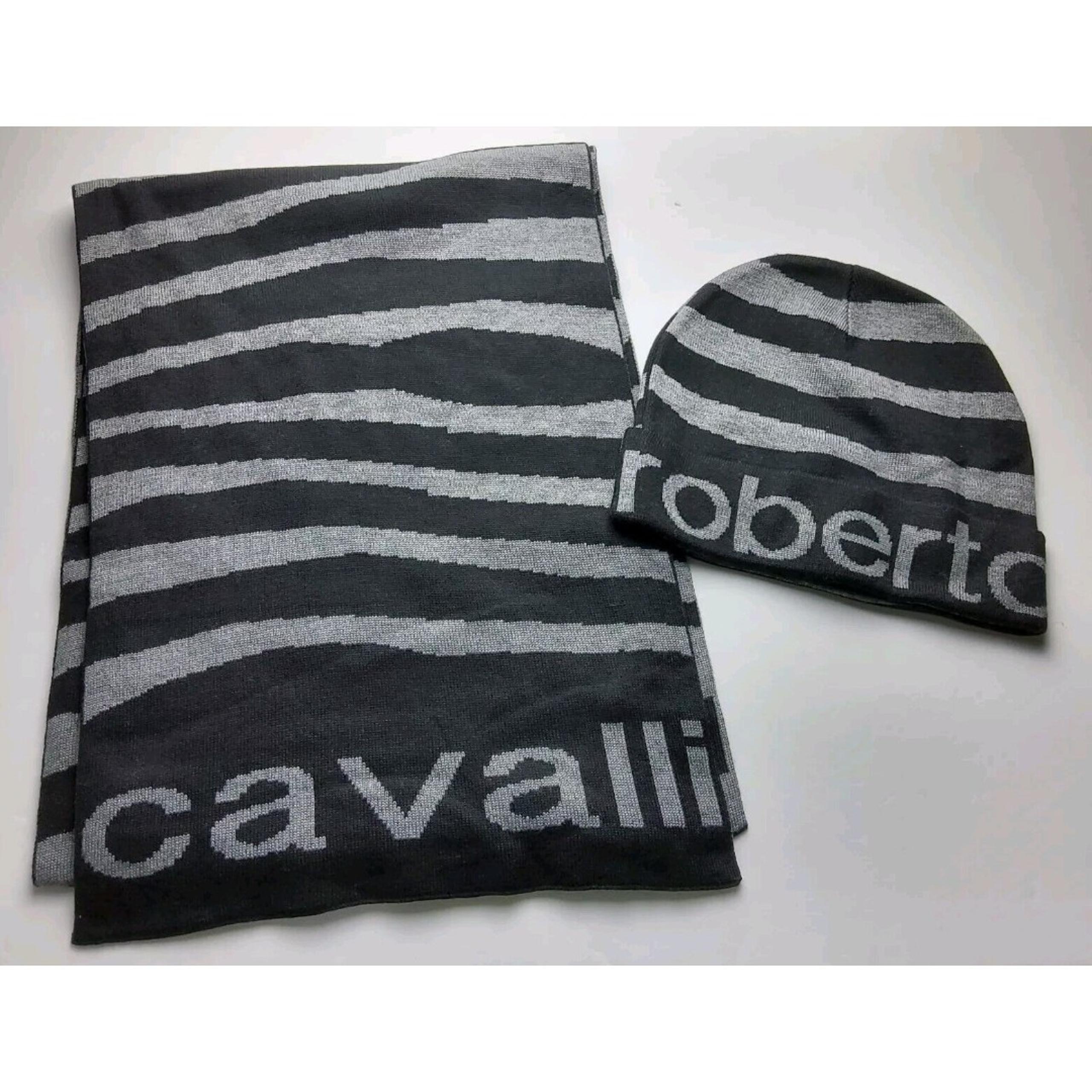 Roberto Cavalli Knit Hat Beanie & Scarf Set