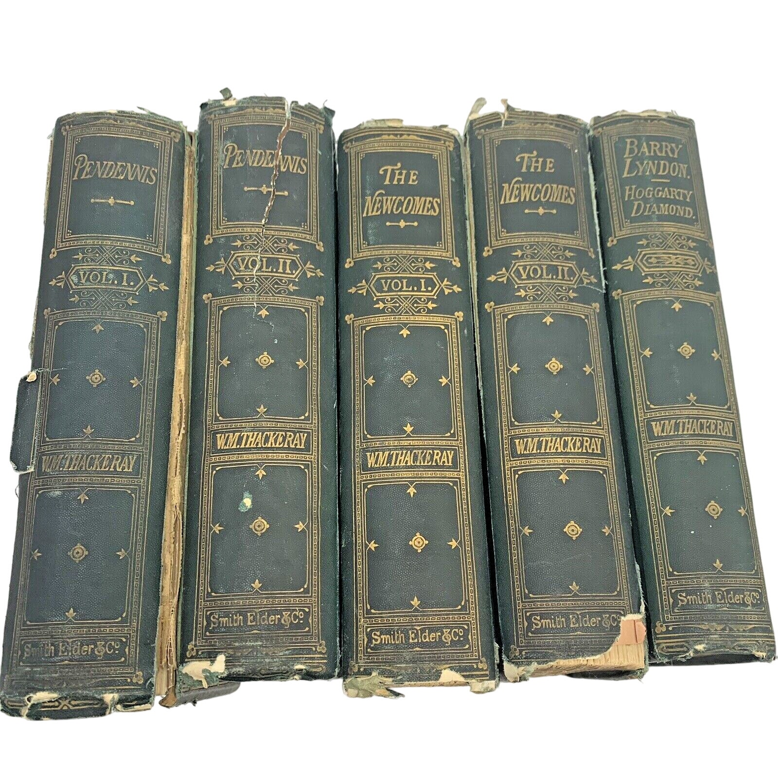 5 Volumes Wm Thackeray Pendennis Newcomes Caxton Ed Illustrated Antique 1869