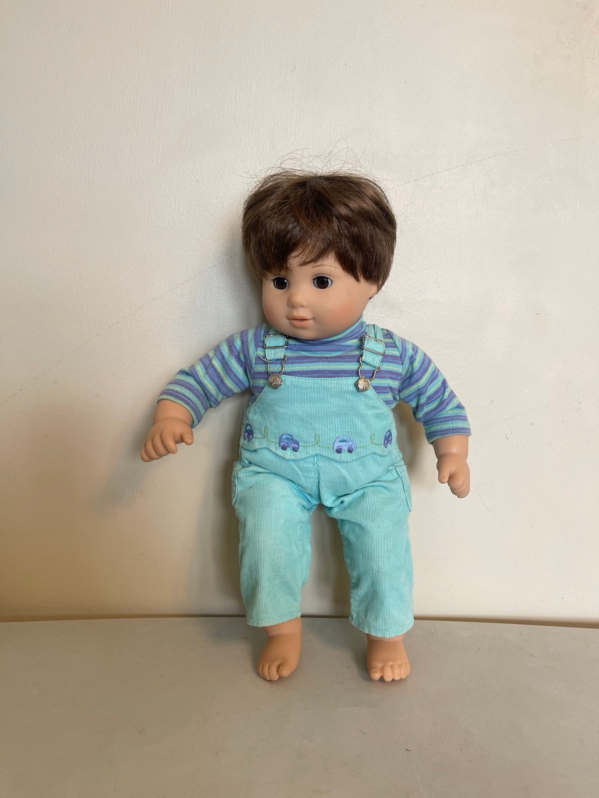 Retired Boy Bitty Twin American Girl Baby Doll 15 in Blue Cord