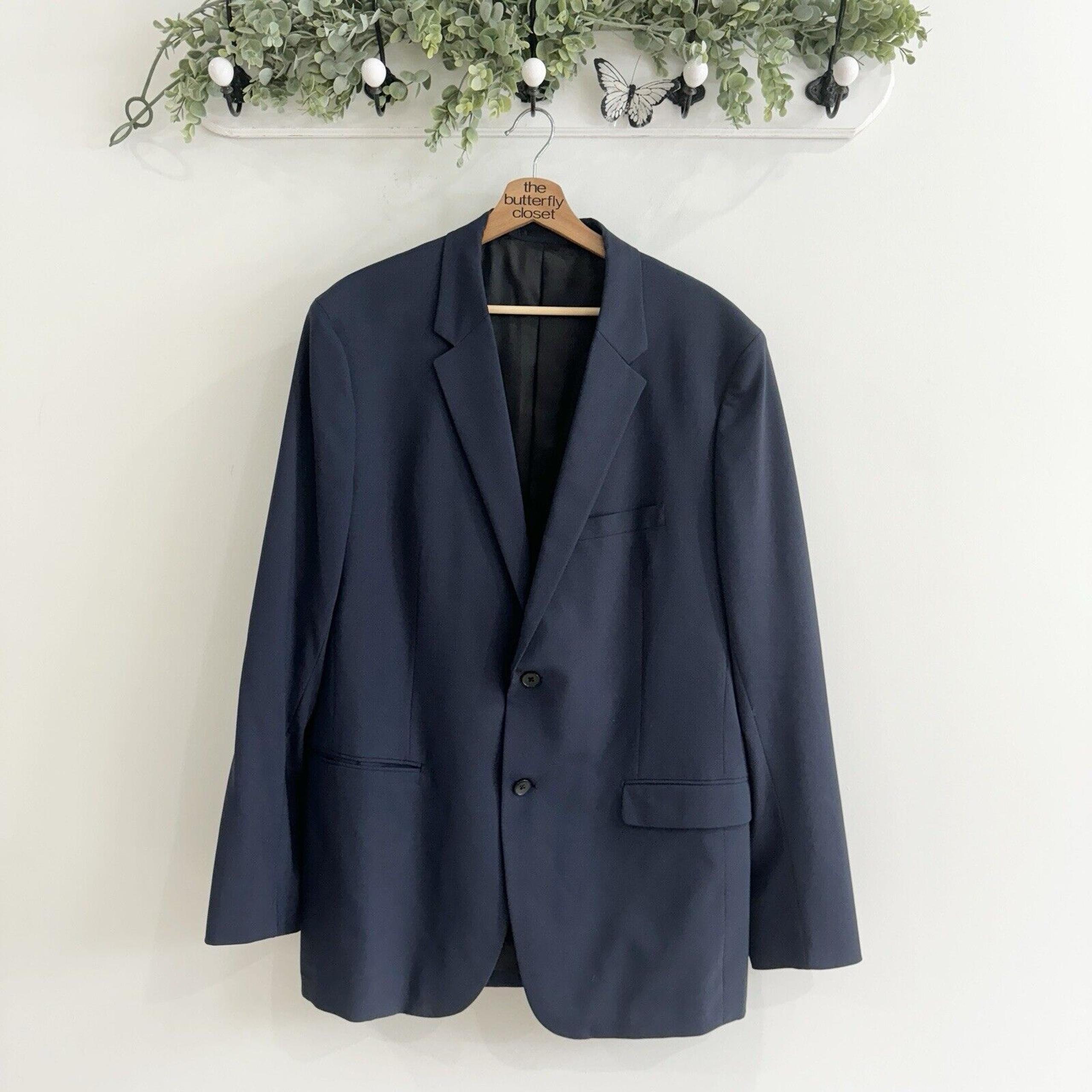 Mens Theory Navy Wool Two Button Blazer 46Long