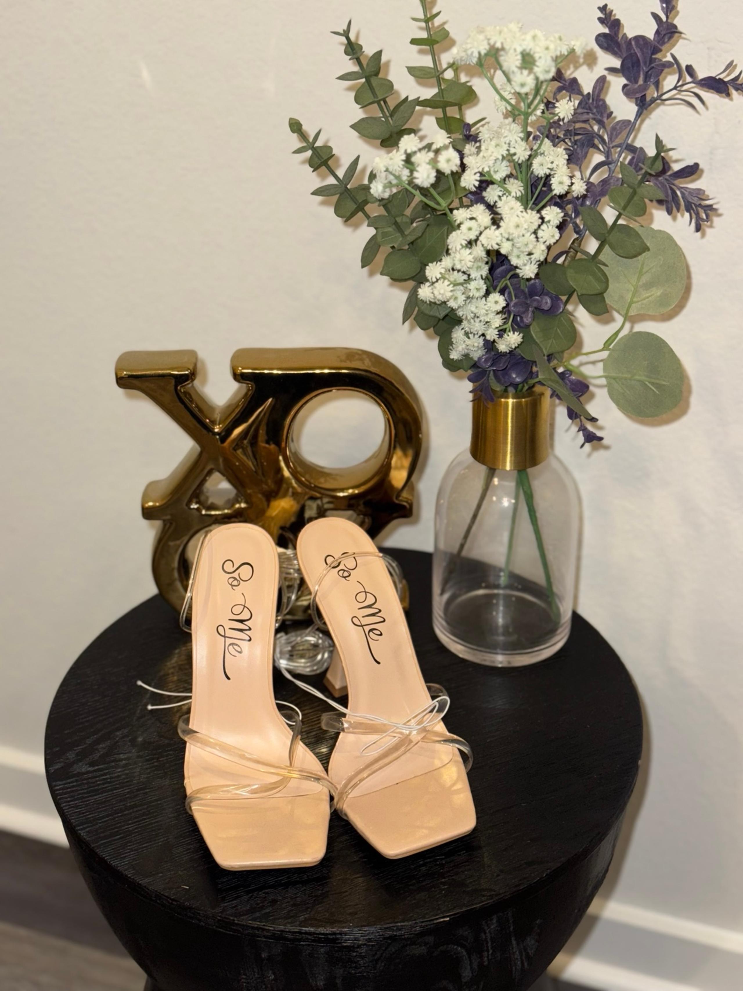 Clear strappy heels