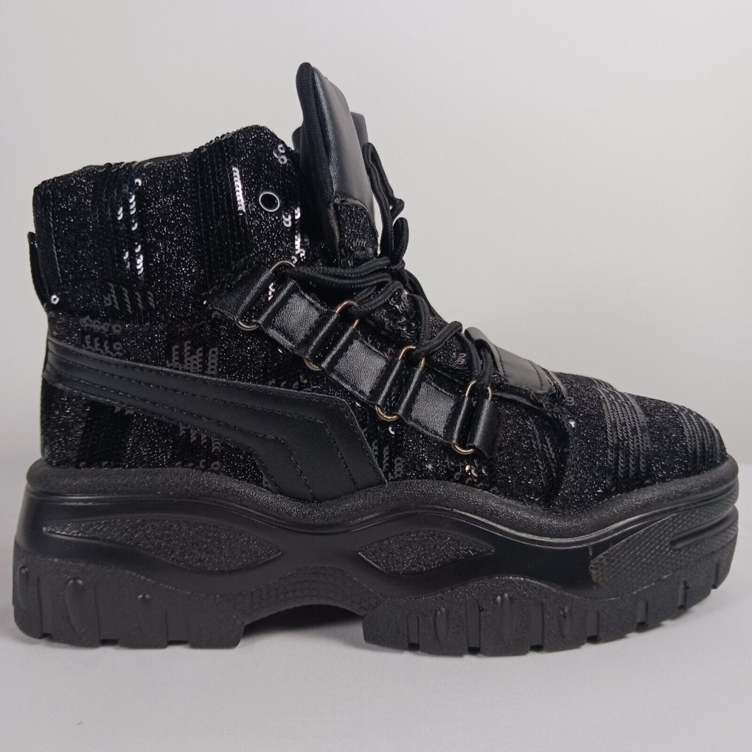 Cape Robbin Women's Berserk Sequined Combat Boots Size 7 New