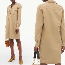 Womens Nili Lotan Andrea Cotton/Linen Blend Shirt Dress, Tan, Size S, EUC!