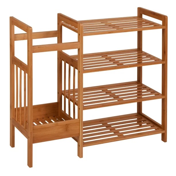 4-Tier Bamboo Entryway Organizer with Umbrella Rack
