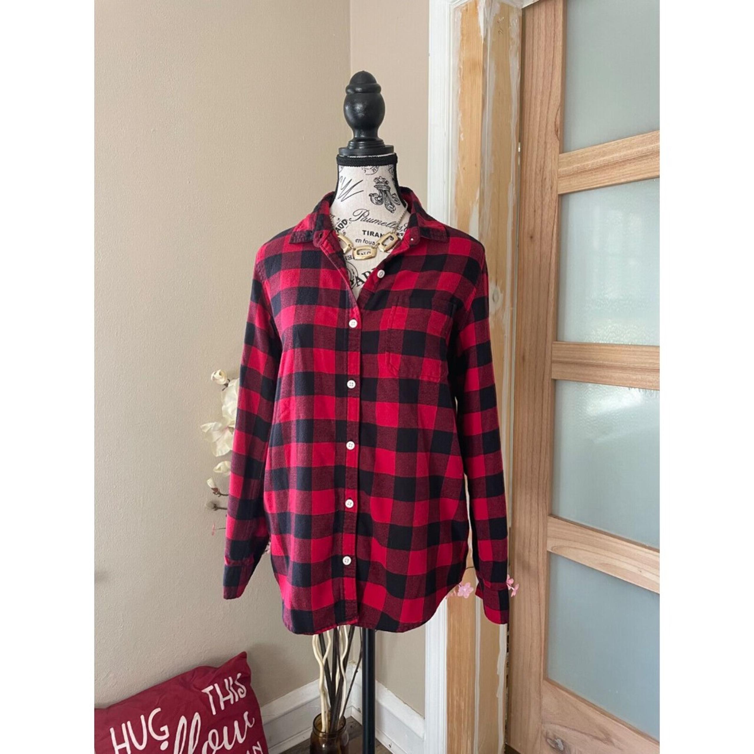 Route 66 Flannel Button Up Shirt Long Sleeves Red and Black Women's Size M