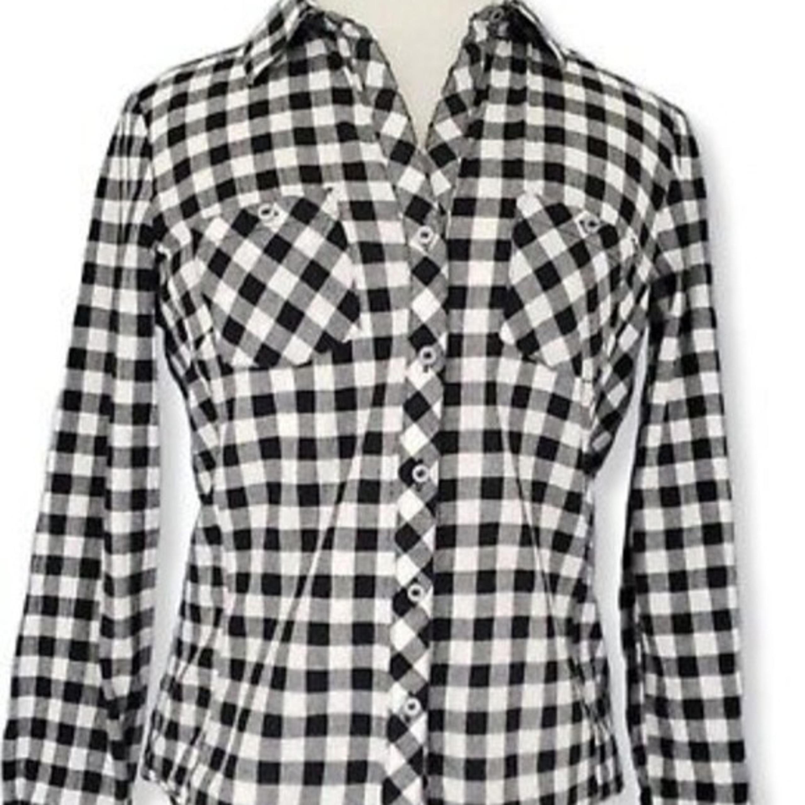 81. Sandra Ingrish Size Large Buffalo Plaid Button Up Top Blouse