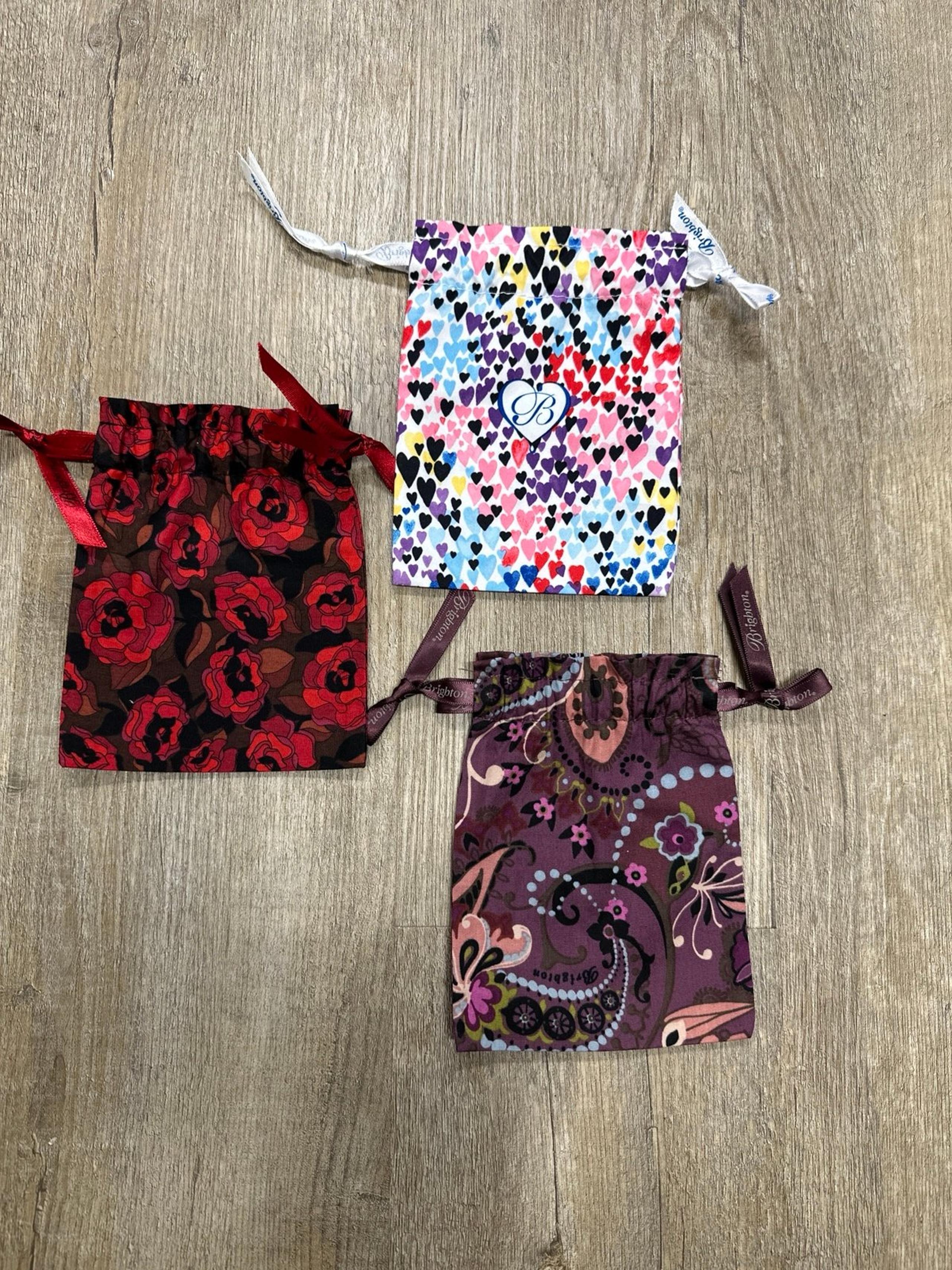 Lot Of 3 Brighton Cloth Fabric Jewelry Storage Bags Drawstring Pouch