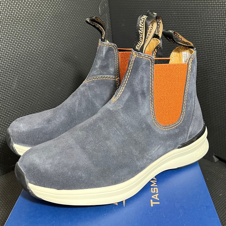 NEW Blundstone 2147 Ankle Boots Suede Leather Chelsea Boot Navy Orange UK 4 US 7