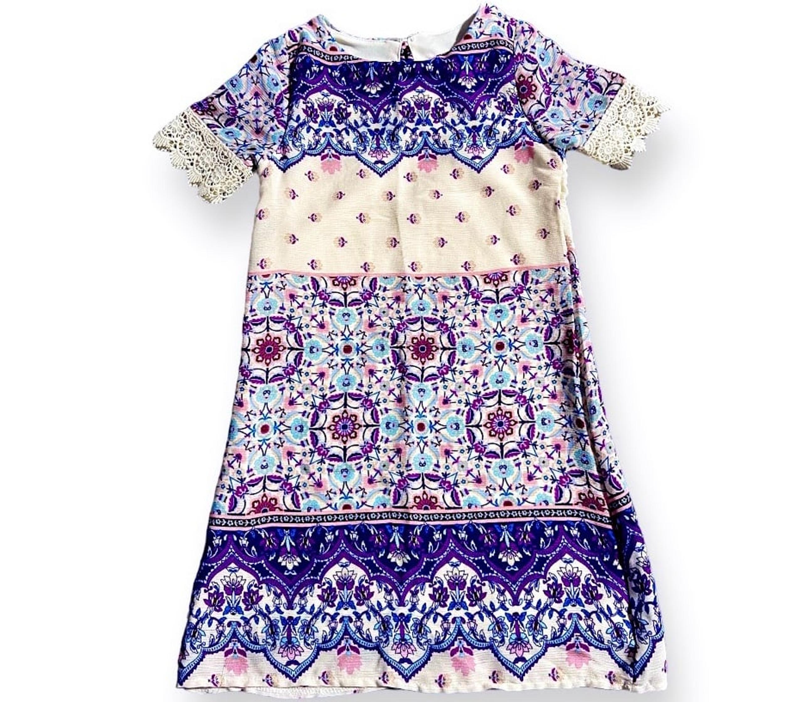 Kids Girl Size 6 Crochet Sleeves Ankle Length Dress Floral NEW - Rare Editions