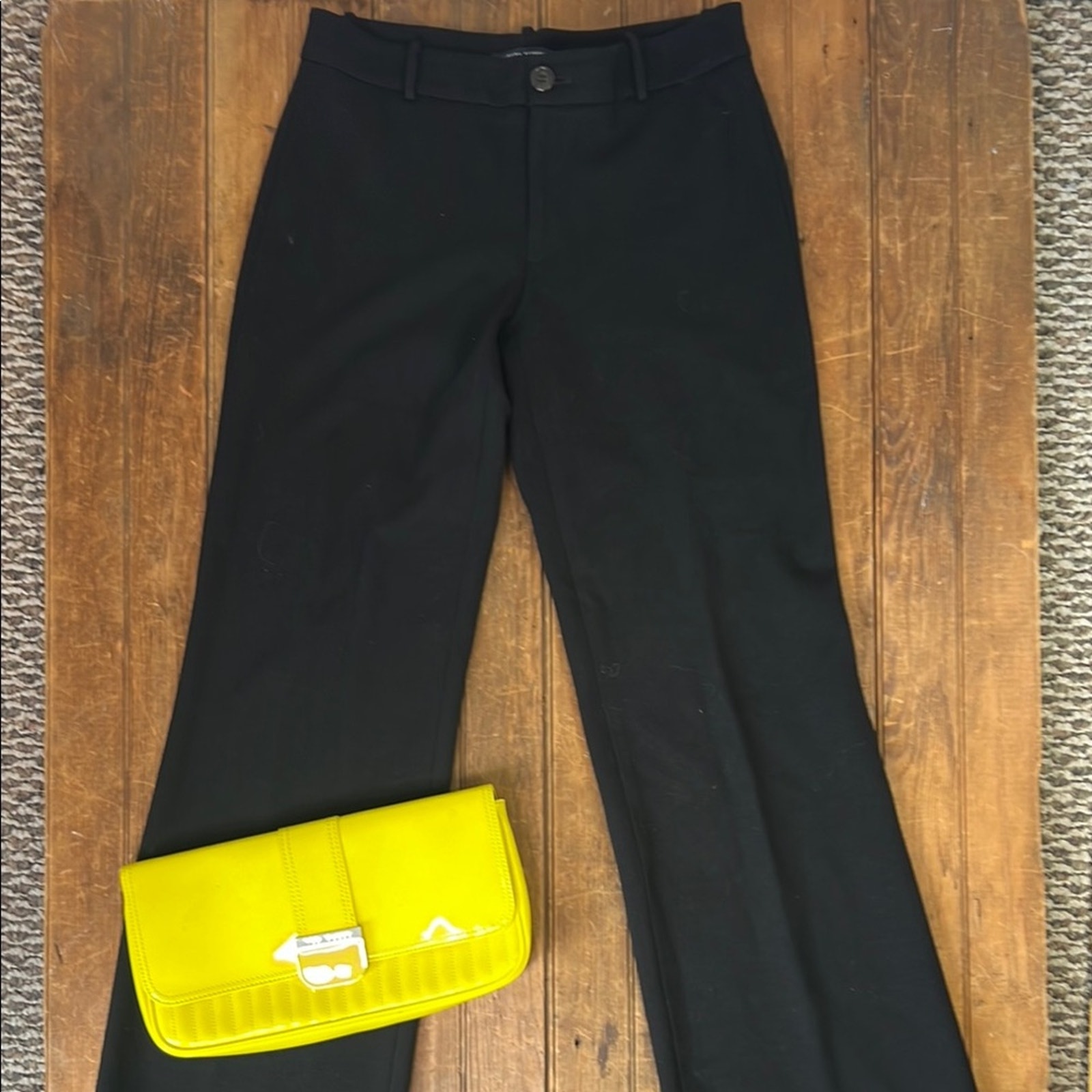 Banana Republic women’s wide leg mid rise black ponte pant trouser size 6