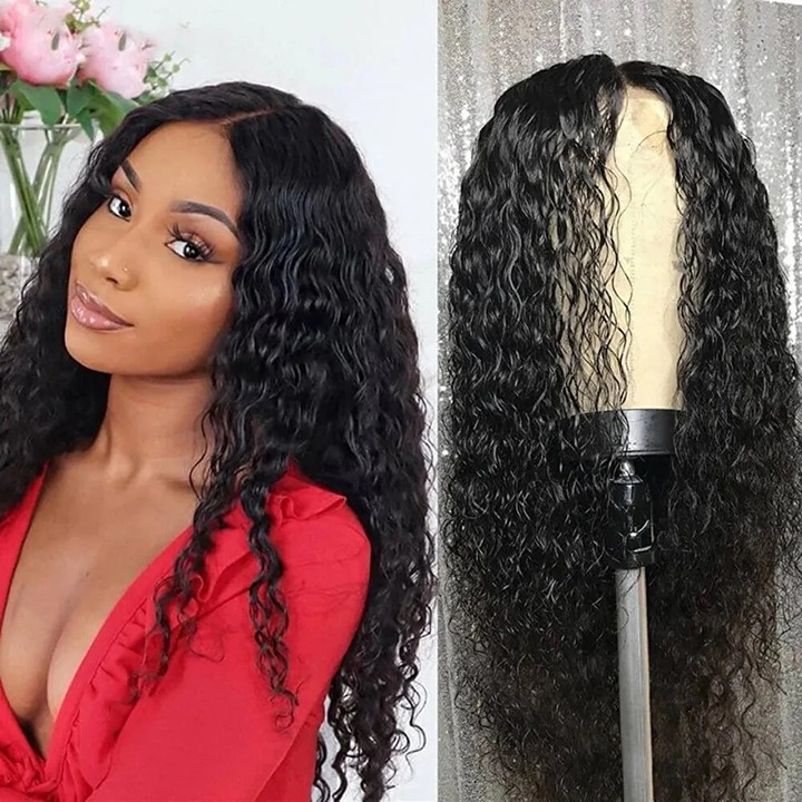 AA Black Lace Women's Brazilian Long Curly Wavy Hair Wig
