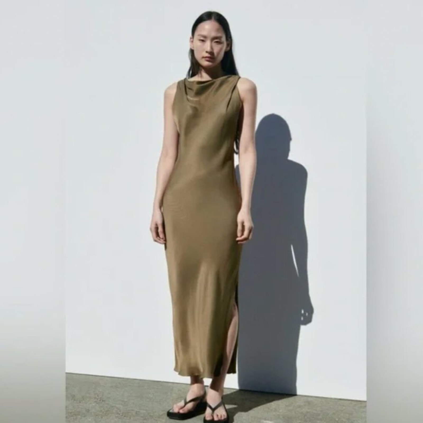 ZARA SATIN EFFECT MIDI DRESS