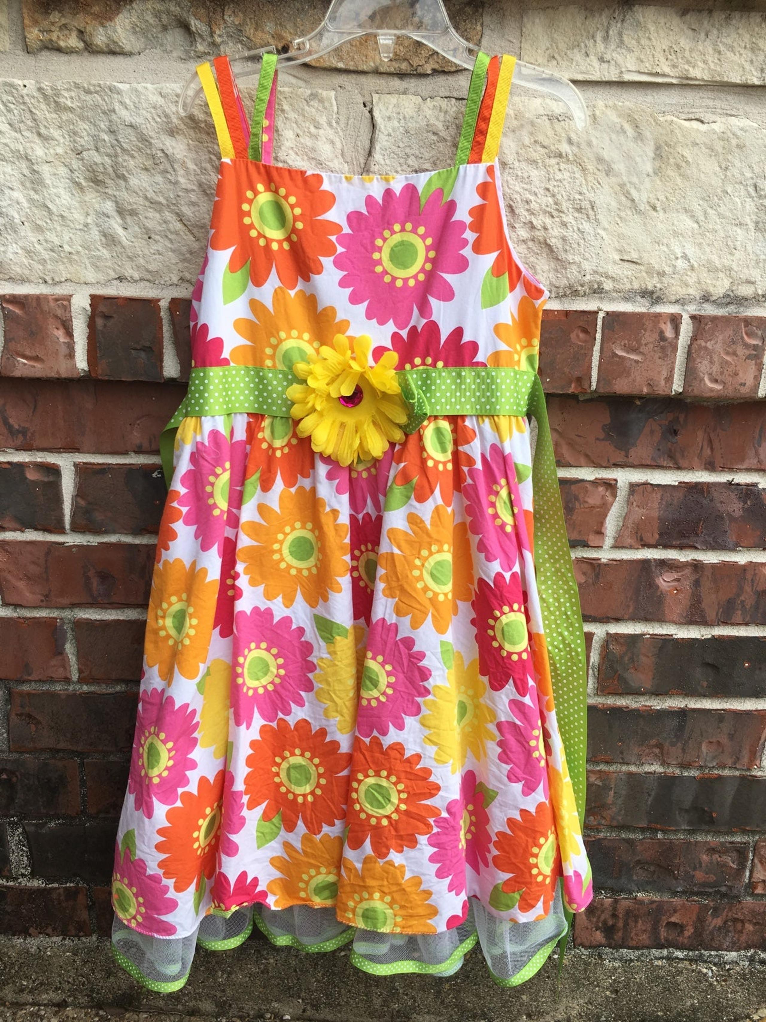 Rare Editions daisy flower dress sz 6/6x with ribbon bow