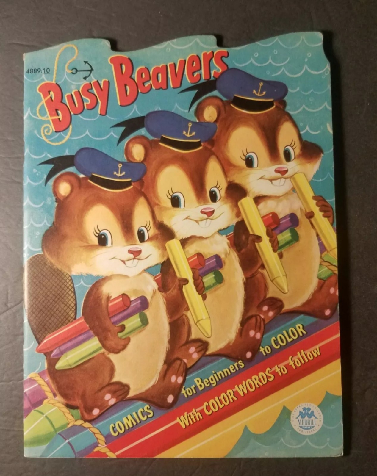 VINTAGE 1954 NEW / UNUSED BUSY BEAVERS COLORING BOOK MERRILL CHILDRENS BOOK