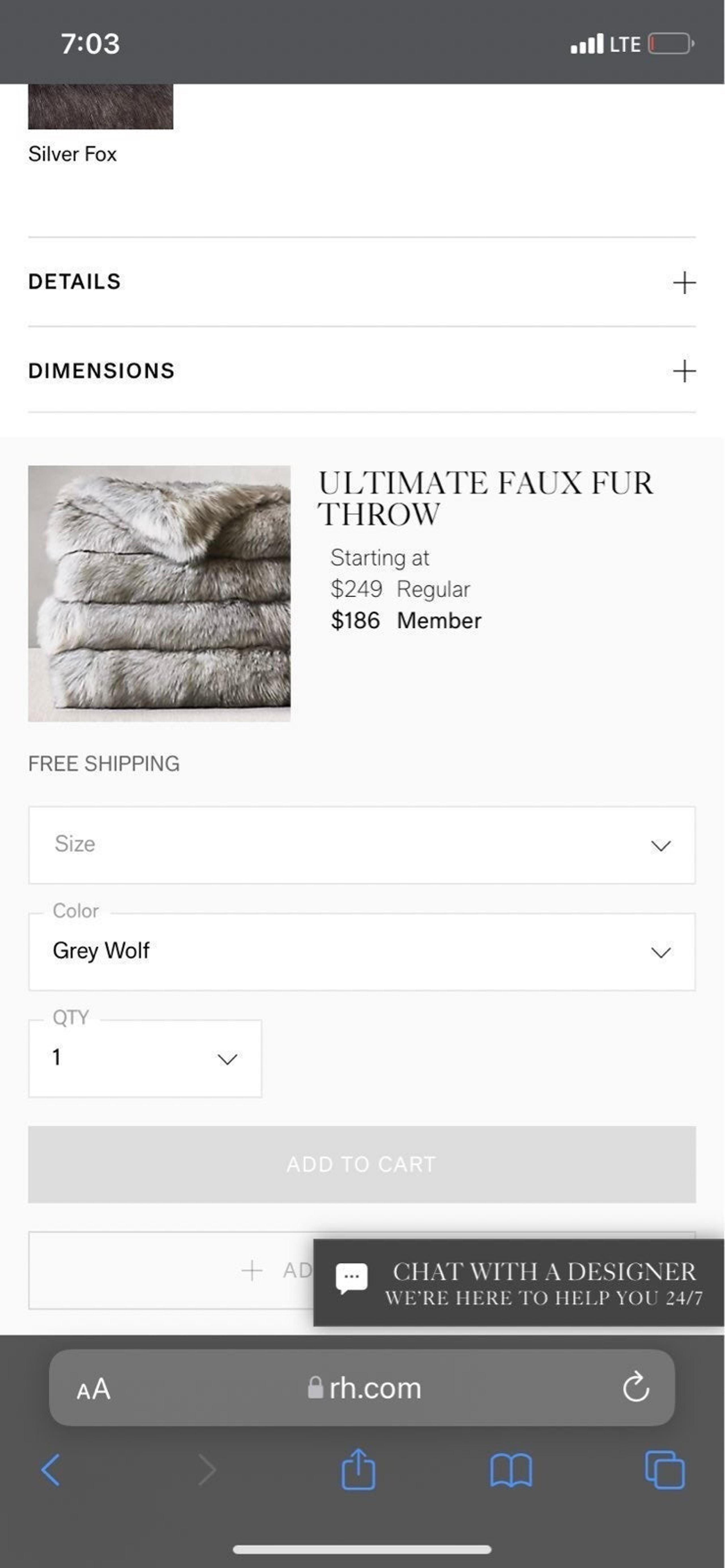 Kashmir Faux Fur Bed Throw - Restoration Hardware
